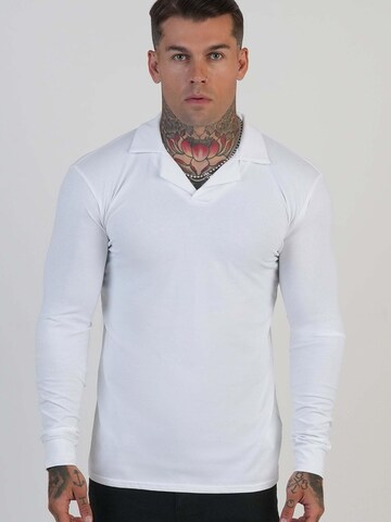 SikSilk Shirt 'Long Sleeve Revere Polo' in Weiß