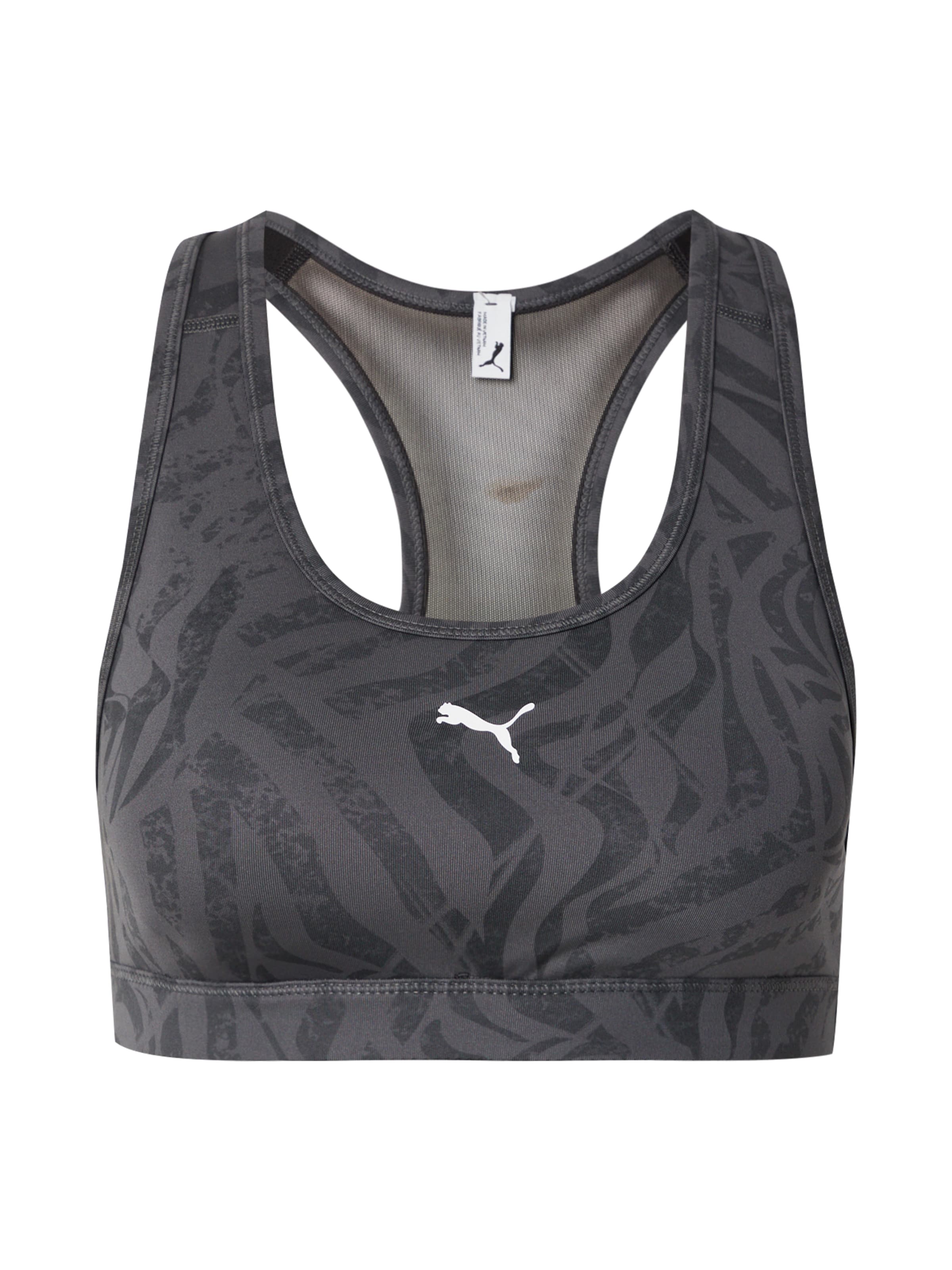 PUMA Sport-BH '4KEEPS' in dunkelgrau / schwarz / weiß, Produktansicht