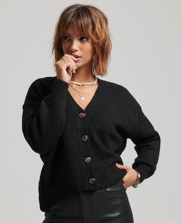 Superdry Oversized Cardigan in Black: front