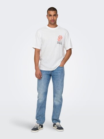 Only & Sons - Camiseta 'ROLLING STONES' en blanco