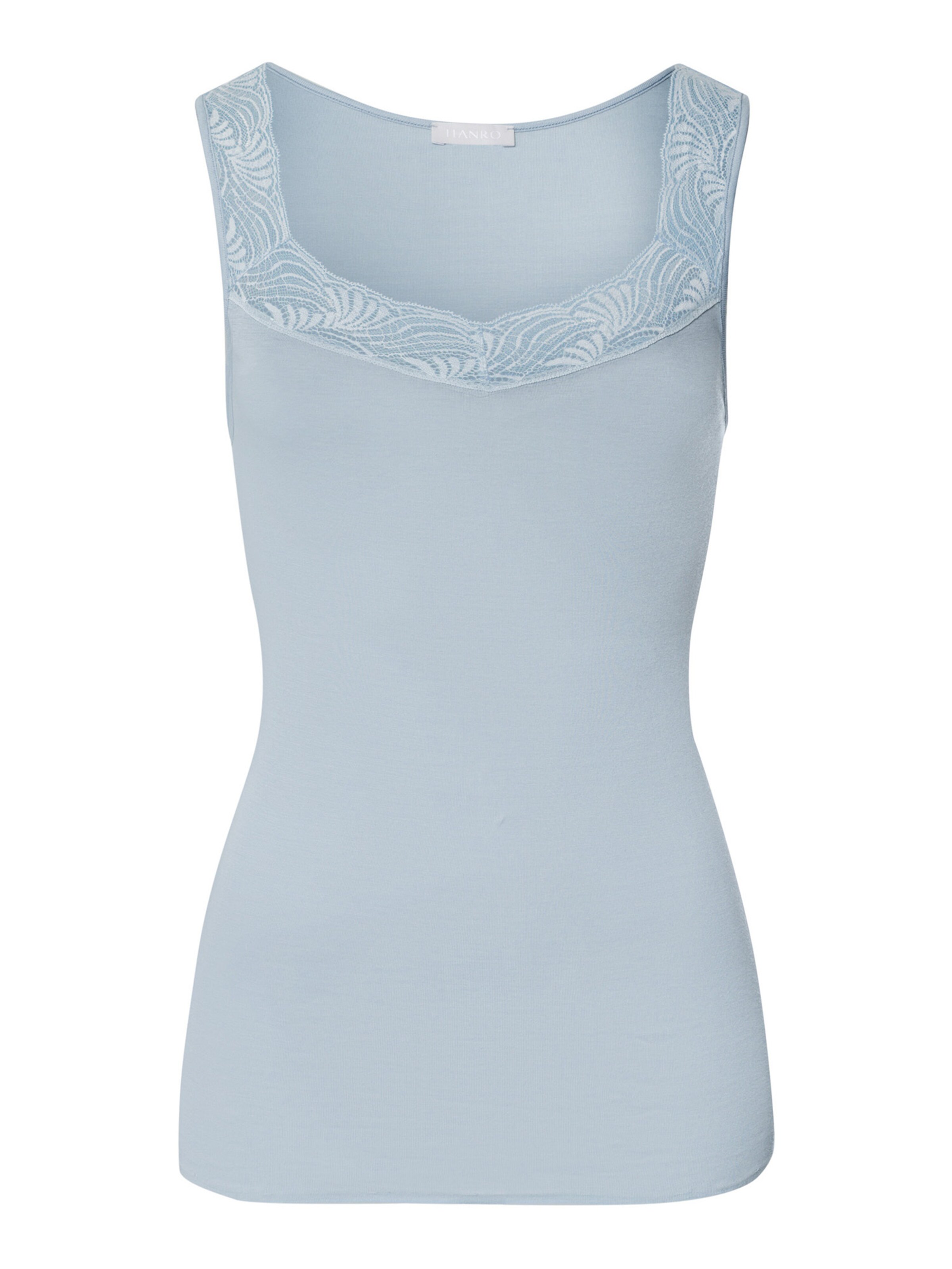 Hanro - Top ' Cotton Delight ' em azul: frente