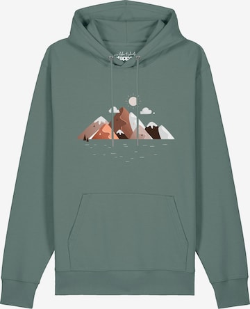 Watapparel Sweatshirt 'Mountains & Moon' in Green: front