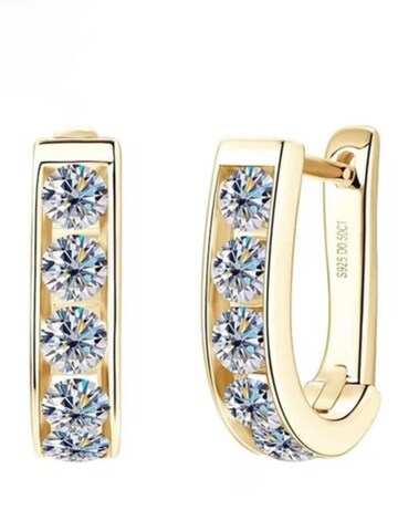 ROUGEMONT Jewellery Ohrringe 'Funkelnde Moissanit Diamant Creolen Ohrringe' in Gold: Vorderseite