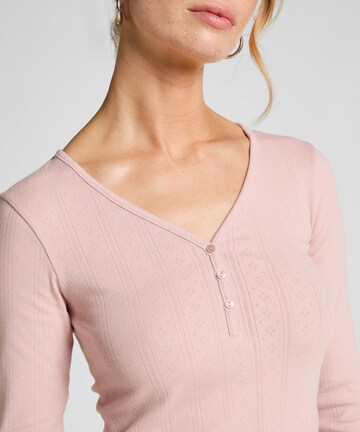 Hunkemöller Pajama shirt 'Henley' in Pink