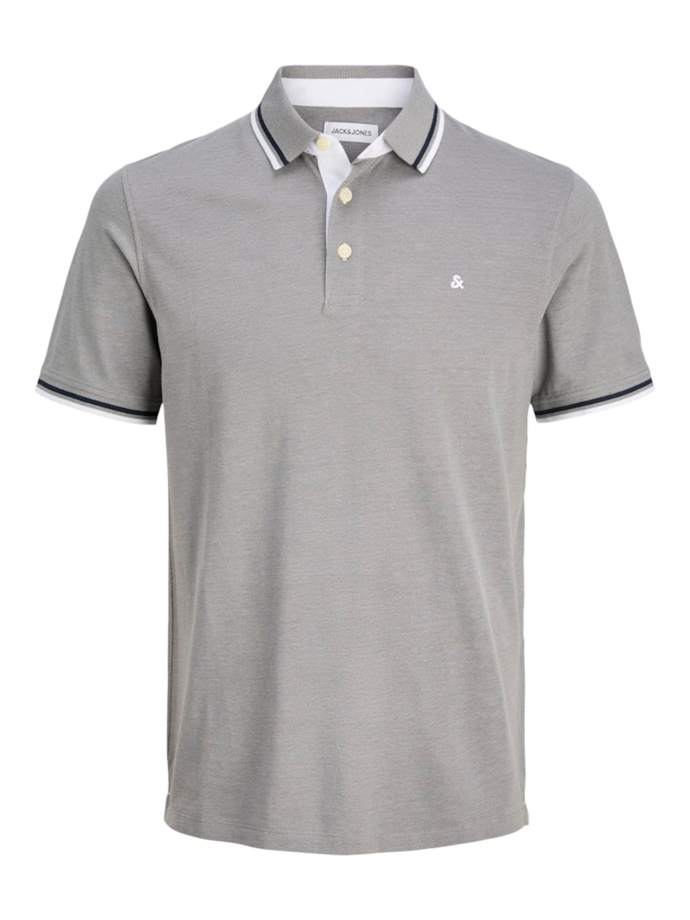 JACK & JONES Poloshirt 'JJEPaulos' in grau / schwarz / weiß, Produktansicht