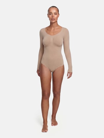 cfab Shapingbody 'Bodysuit Sculpting Shapewear Longsleeve mit Slip' i beige: framsida