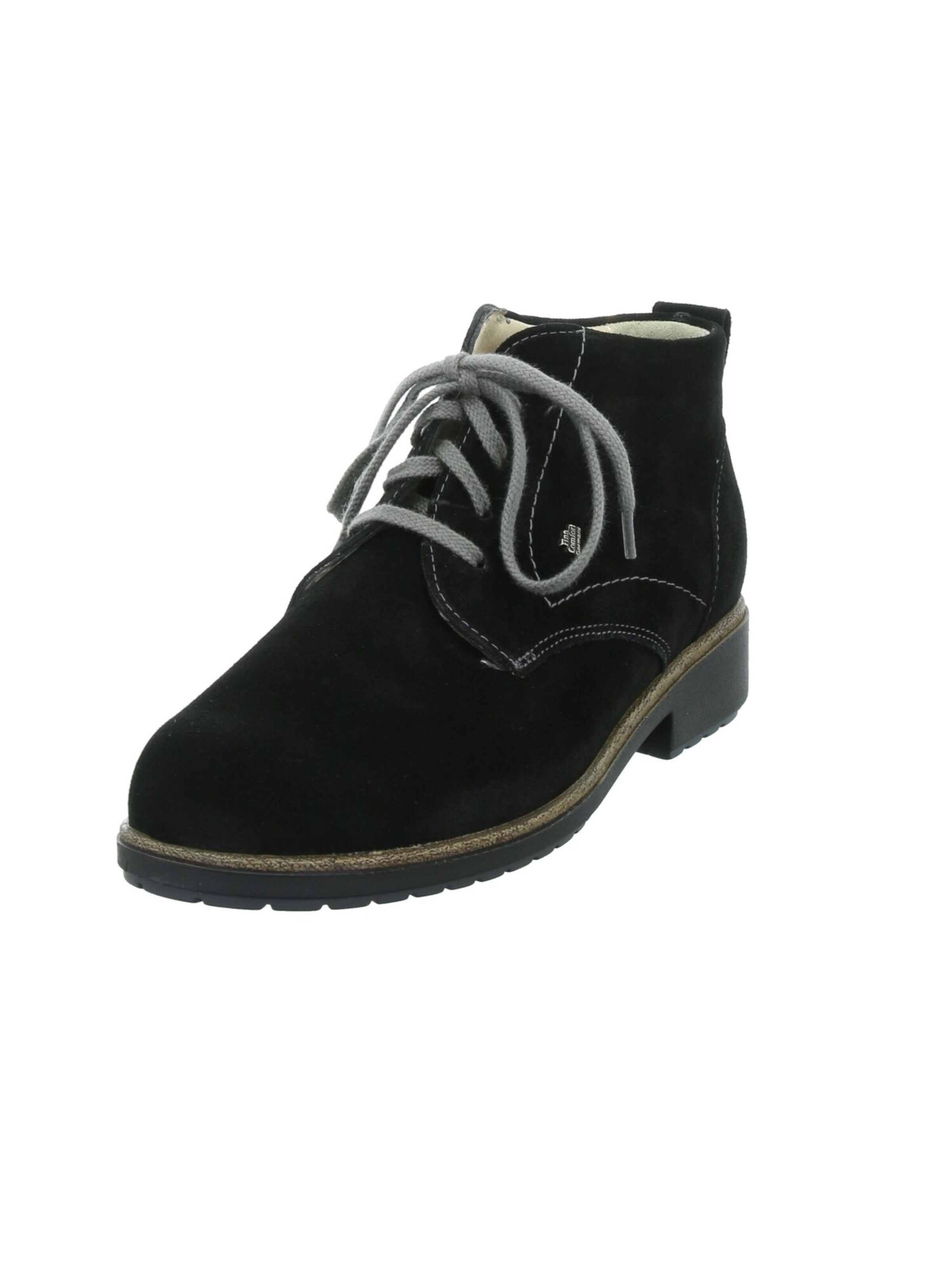 Finn Comfort Lace-Up Ankle Boots 'Cranston' in Black: front