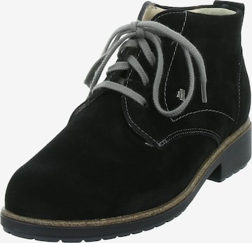Finn Comfort Lace-Up Ankle Boots 'Cranston' in Black: front