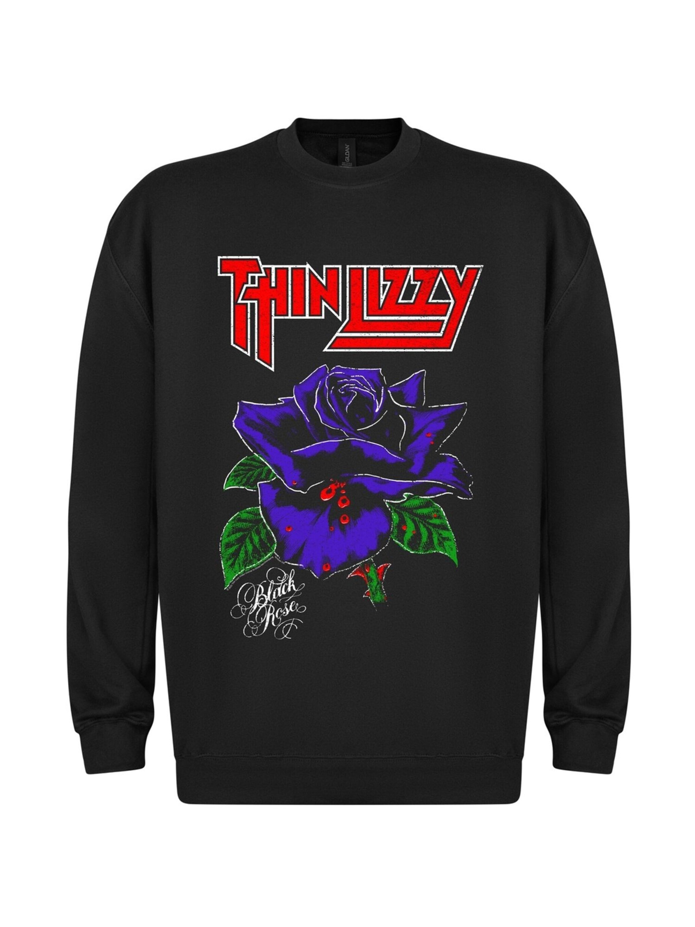 Rockshirts Sweatshirt 'Thin Lizzy Black Rose' in Black: front