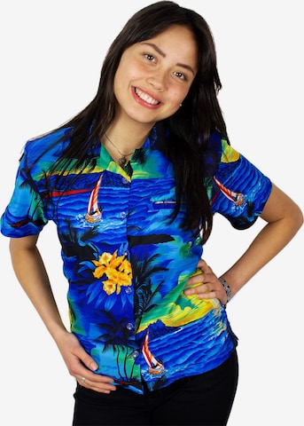 King Kameha Blouse 'Surf' in Blauw: voorkant