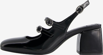 BershkaCipele s potpeticom i otvorenom petom - crna boja: prednji dio