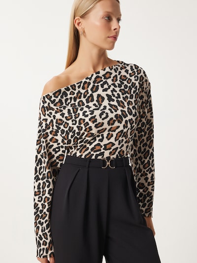 Happiness İstanbul T-shirt en crème / marron / noir, Vue avec produit