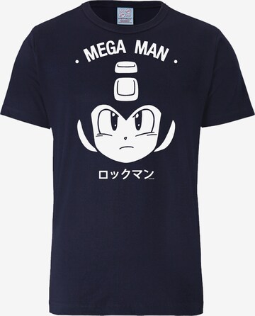 LOGOSHIRT Shirt 'Mega Man - Gesicht' in Blue: front