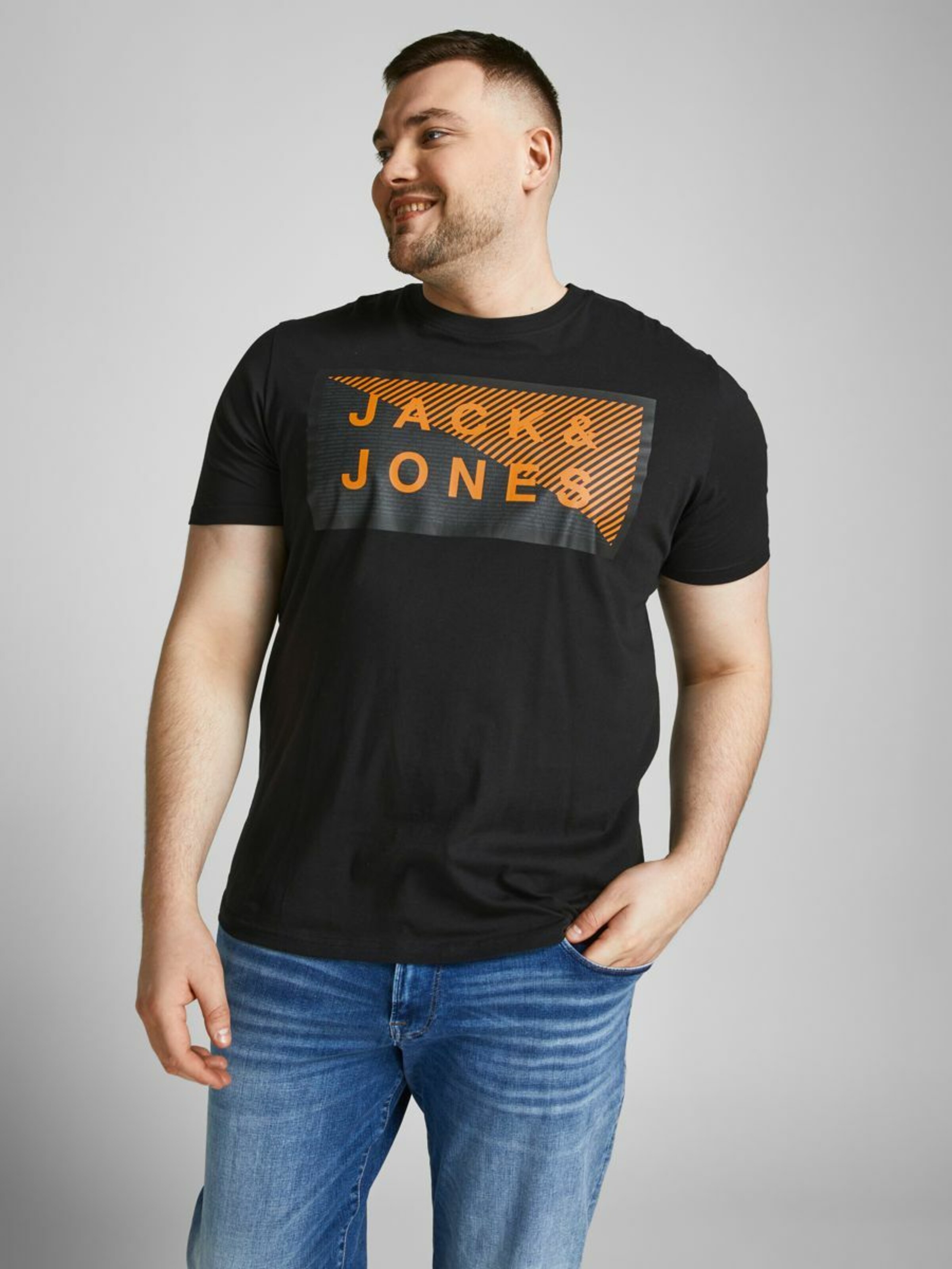 Männer Große Größen Jack & Jones Plus T-Shirt in Schwarz - XH74764 Männer Große Größen Jack & Jones Plus T-Shirt in Schwarz - XH74764