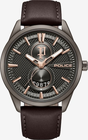 Montre à affichage analogique POLICE en marron : devant