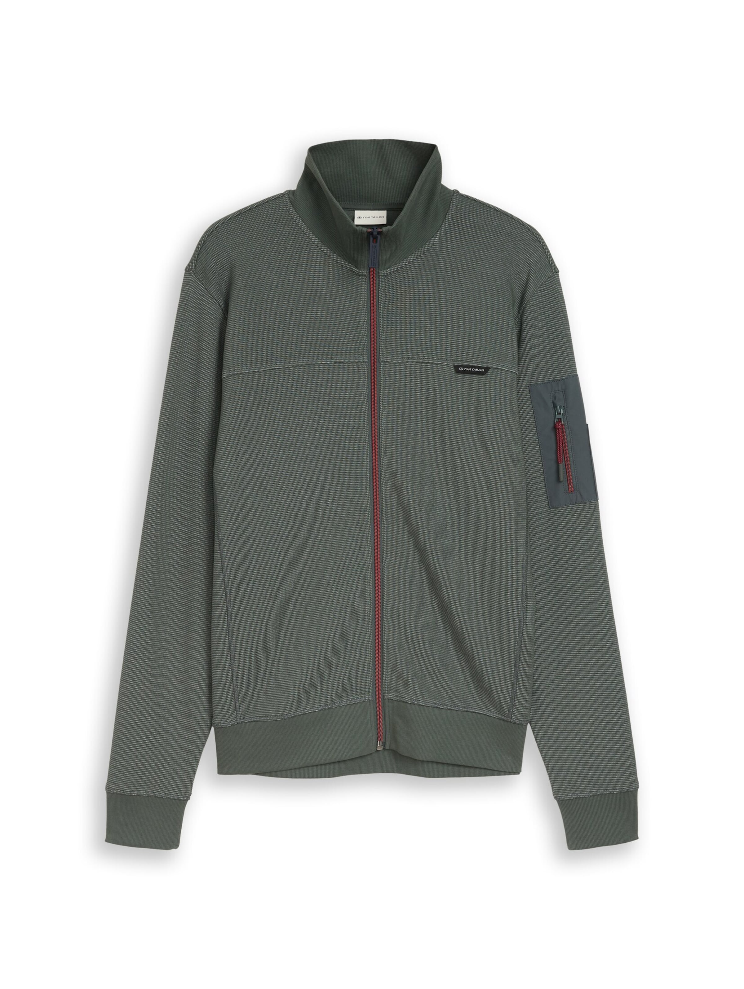 TOM TAILOR Zip-Up Hoodie in Green: front