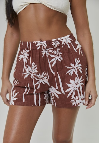 South Beach Regular Pants 'Palm Tree' in Brown