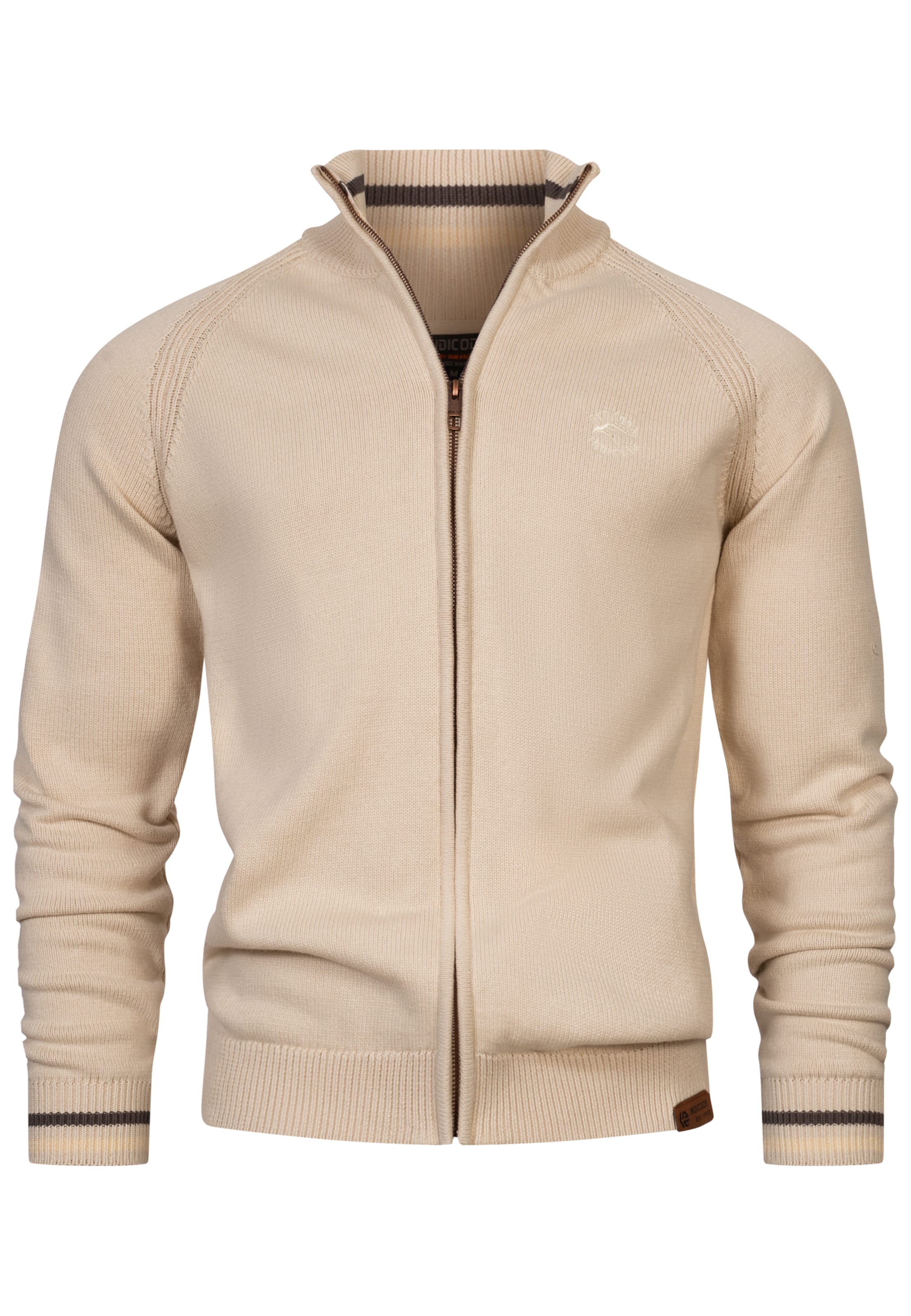 INDICODE JEANS Gebreid vest 'Arutemia' in Beige: voorkant