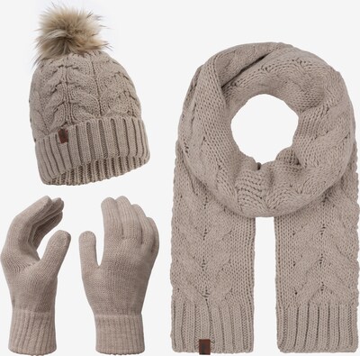 Rock Creek Set: Schal, Mütze und Handschuhe in dunkelbeige, Produktansicht