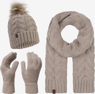 Rock Creek Set: Schal, Mütze und Handschuhe in dunkelbeige, Produktansicht