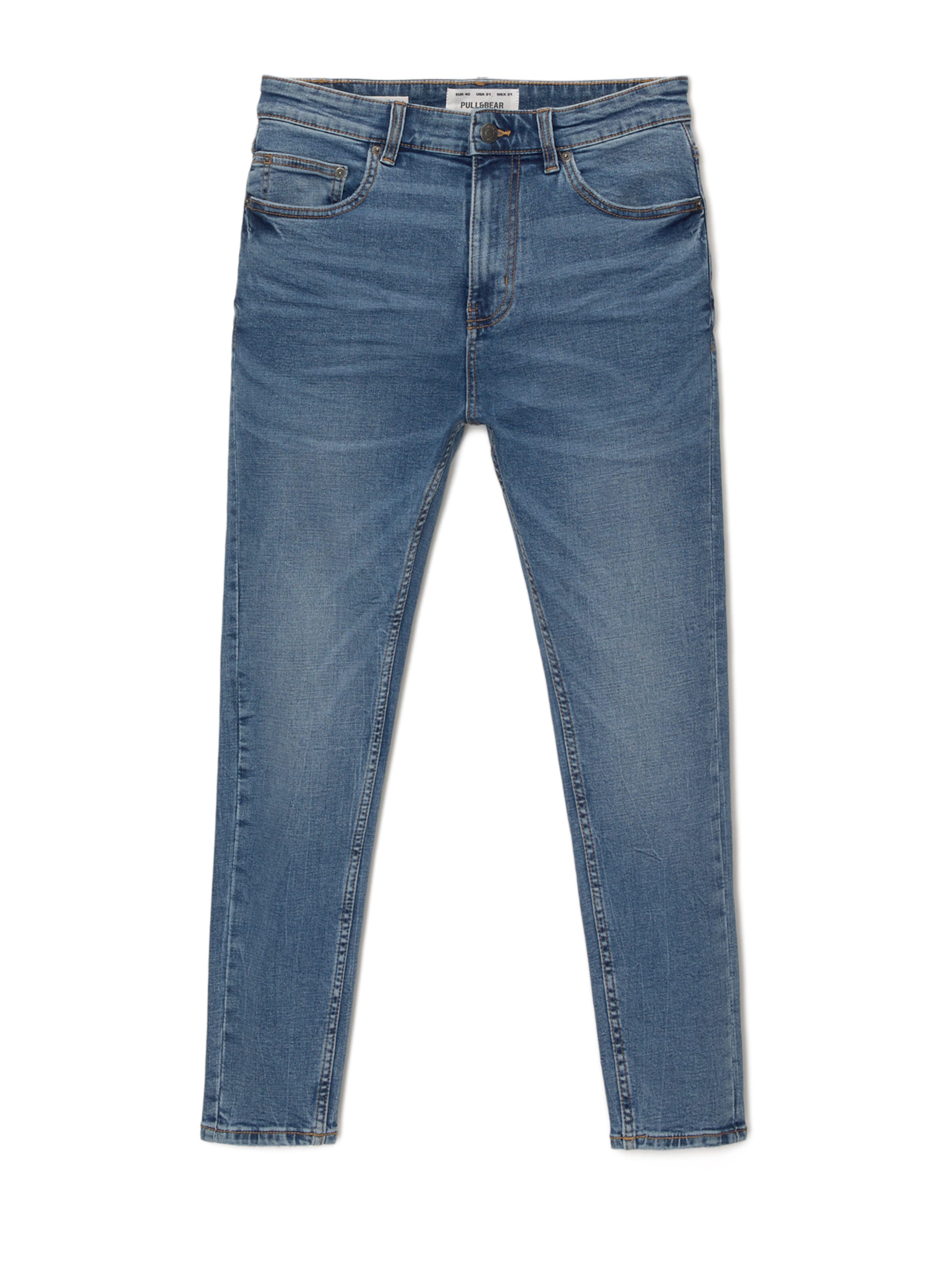 Pull&Bear Tapered Jeans in Blauw: voorkant