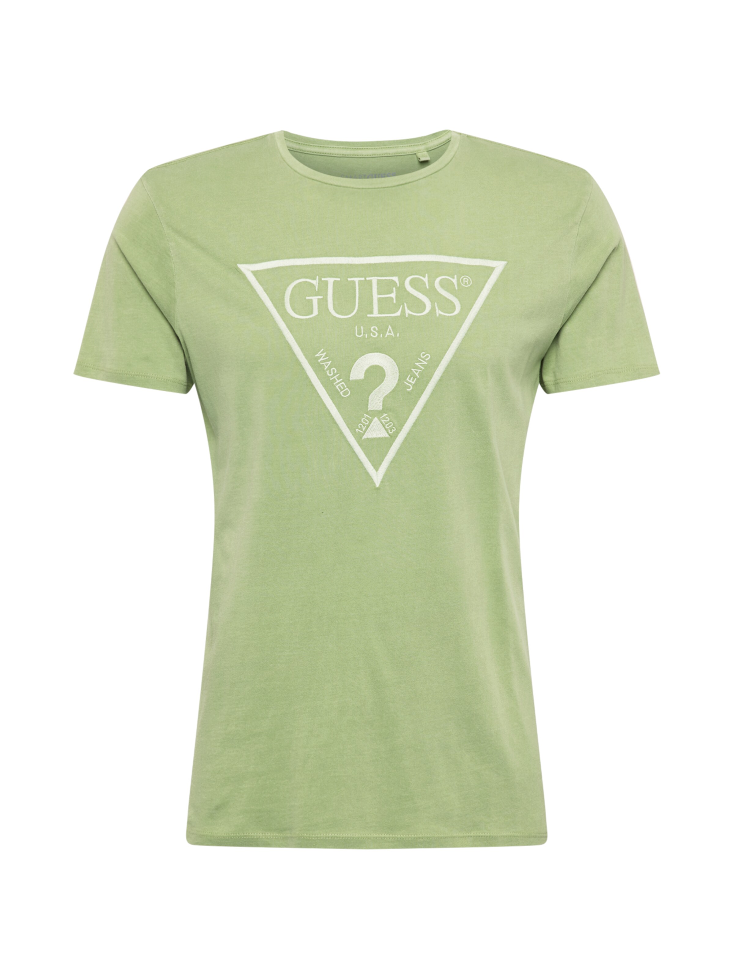 green and yellow guess shirt