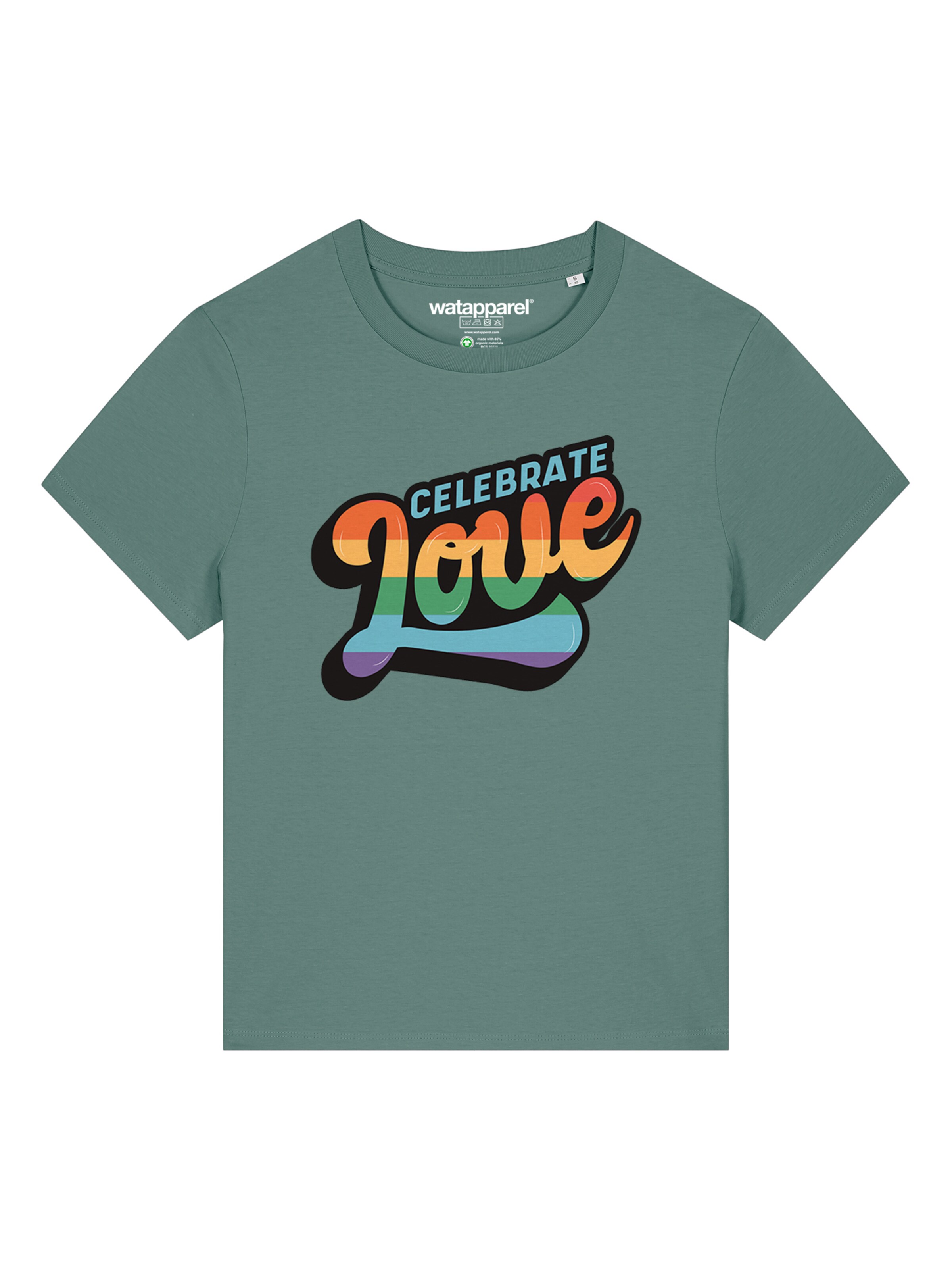 Maglietta 'Celebrate Love' di Watapparel in verde: frontale