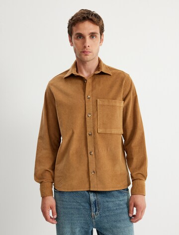 Koton Regular fit Button Up Shirt in Brown: front