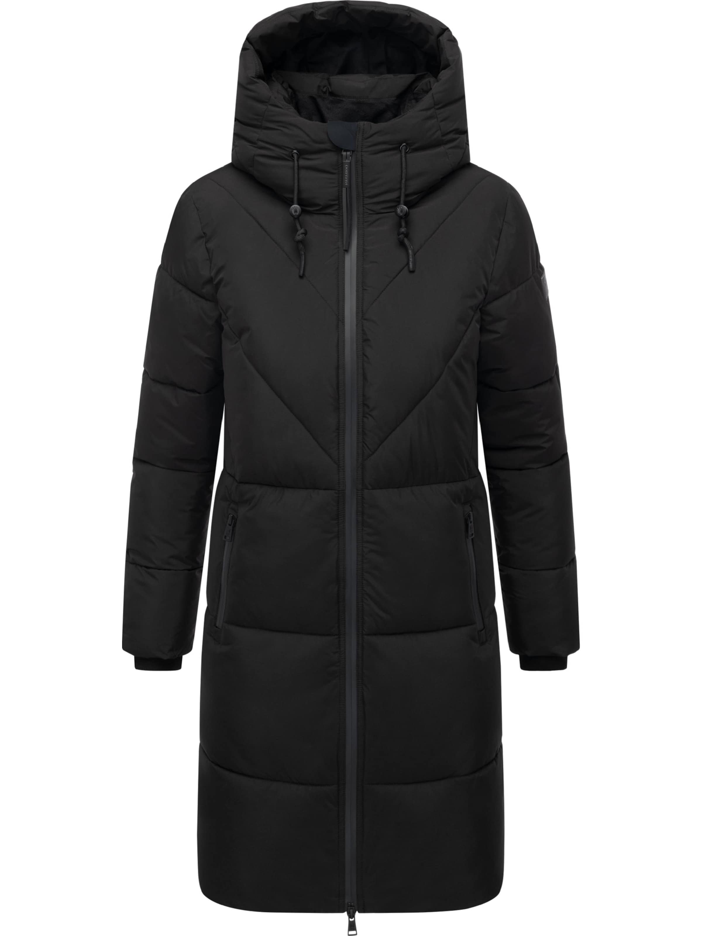 NAVAHOO Wintermantel 'Kältekuschel XIV' in Schwarz: Vorderseite