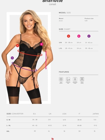 Obsessive Negligée 'Strapshemd Sharlotte'‌‌ in Schwarz