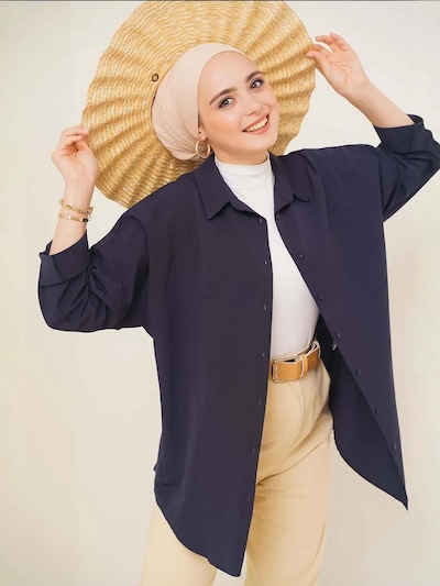 Bigdart Blouse in de kleur Marine, Productweergave