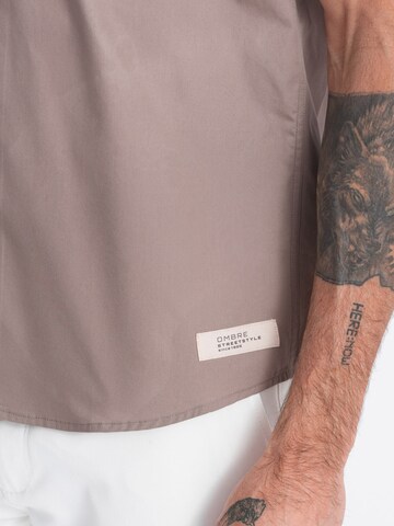 Ombre Comfort fit Overhemd 'OM-SHSS-0168' in Beige