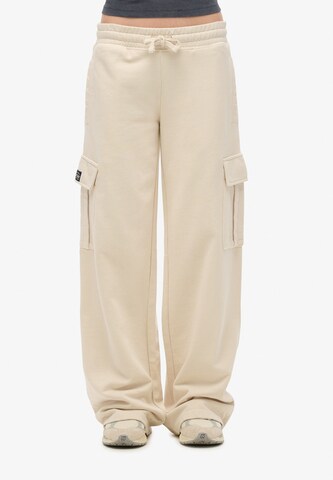 Wide Leg Pantalon cargo 'Athletic Essentials' Superdry en beige : devant