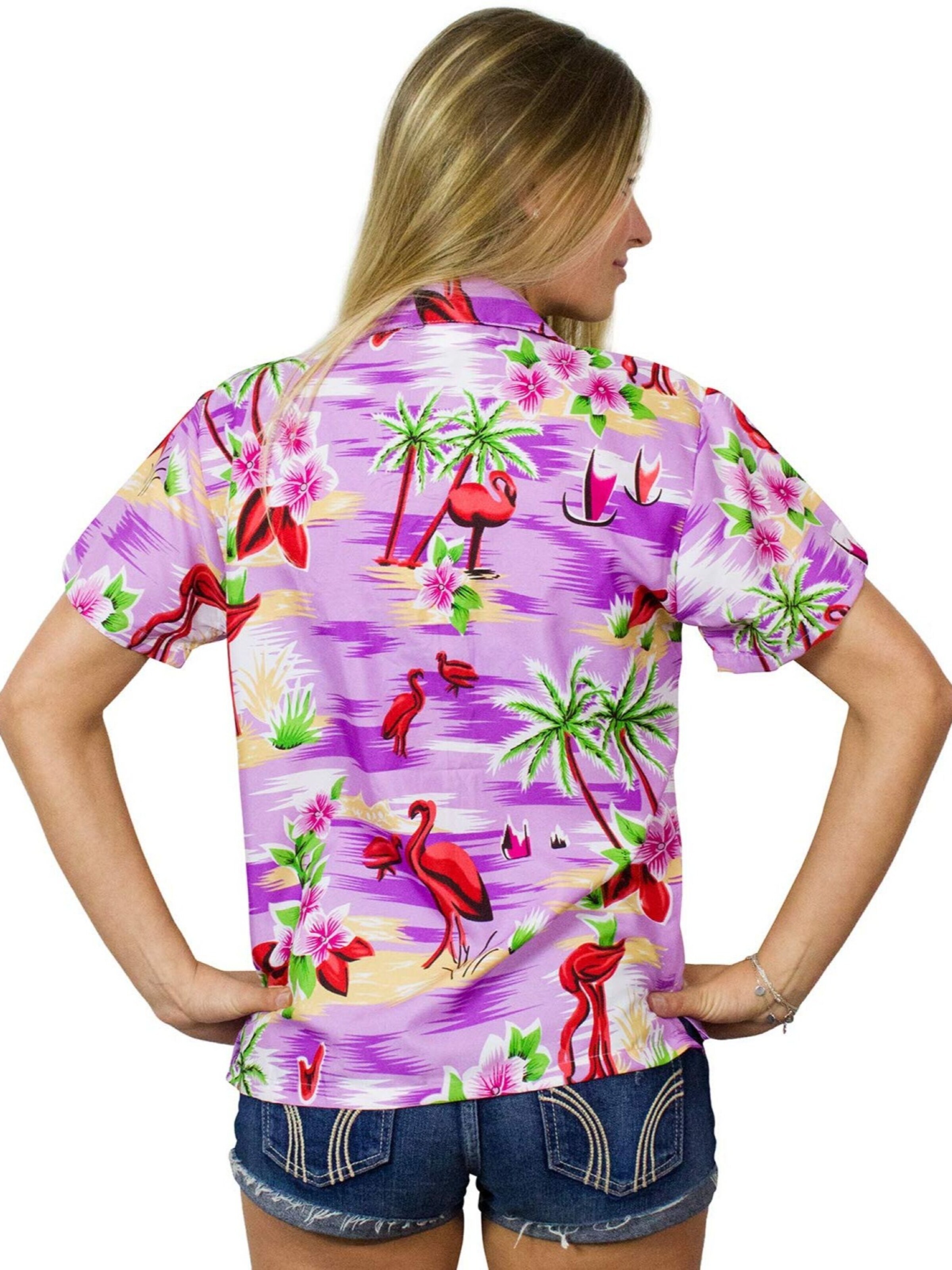 Camicia da donna 'Flamingos' di King Kameha in lilla