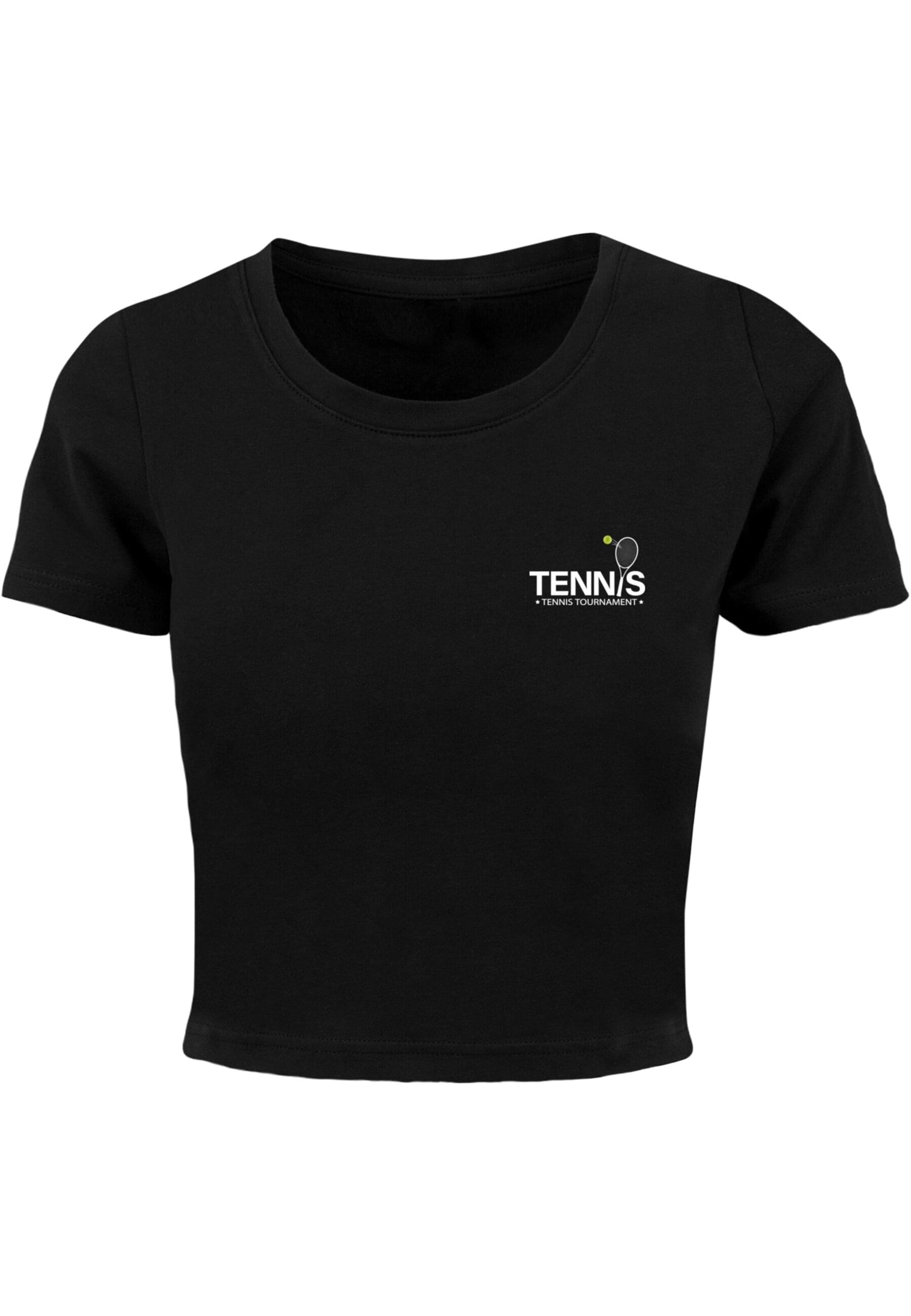 Merchcode Shirt 'Tennis Racket' in Zwart: voorkant