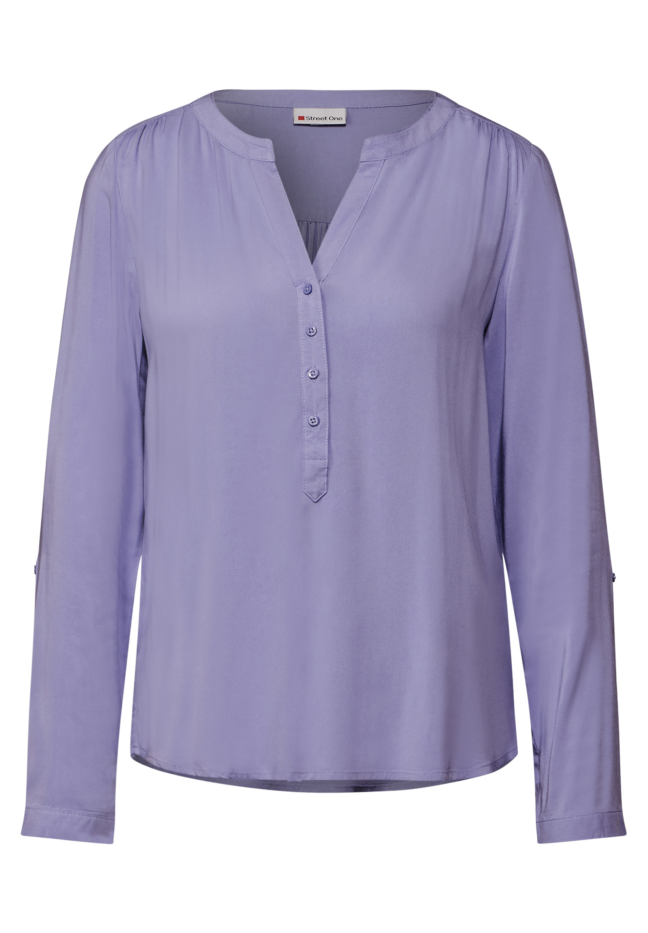 STREET ONE Basic Bluse in Unifarbe in Lila: Vorderseite