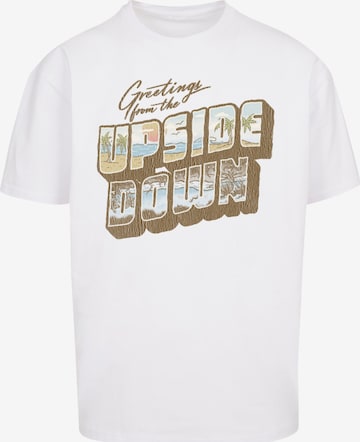 F4NT4STIC Shirt 'Stranger Things Greetings From Upside Down Netflix TV Series' in Wit: voorkant