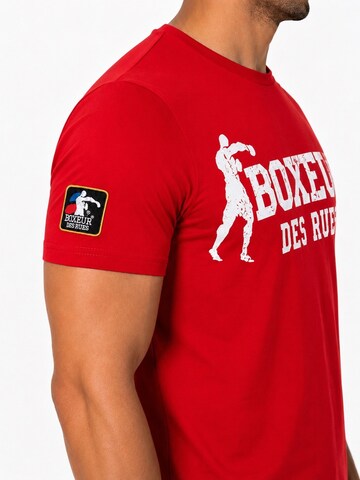 Tenue d'intérieur 'Herren Set Boxeur des Rues: Baumwollshorts Schwarz + Slim-Fit T-Shirt Rot, Weißes Logo' Boxeur des Rues en rouge