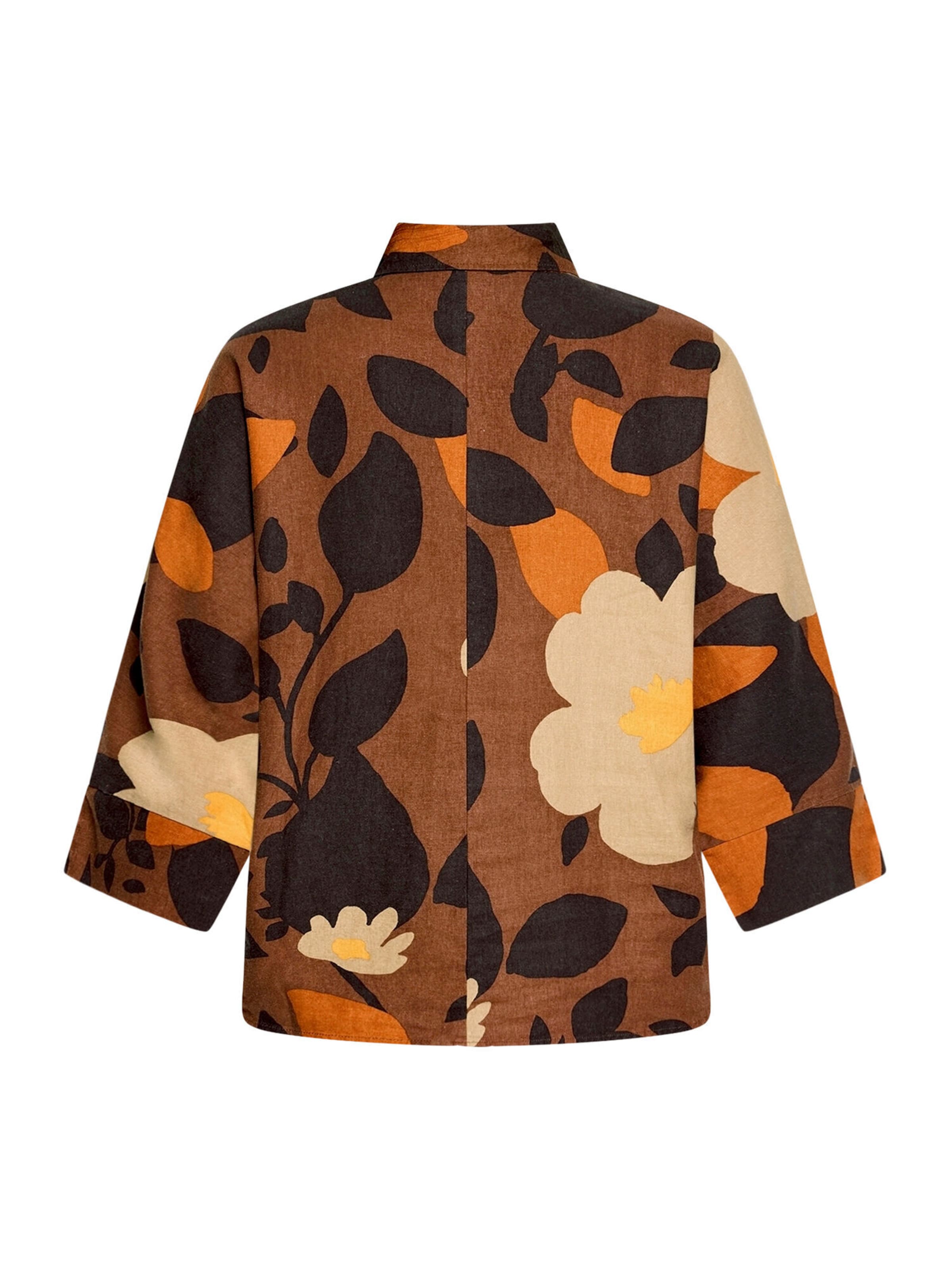 Cartoon Oversize-Bluse mit Muster in Braun