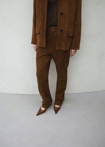MANGO Regular Pants in Brown: front