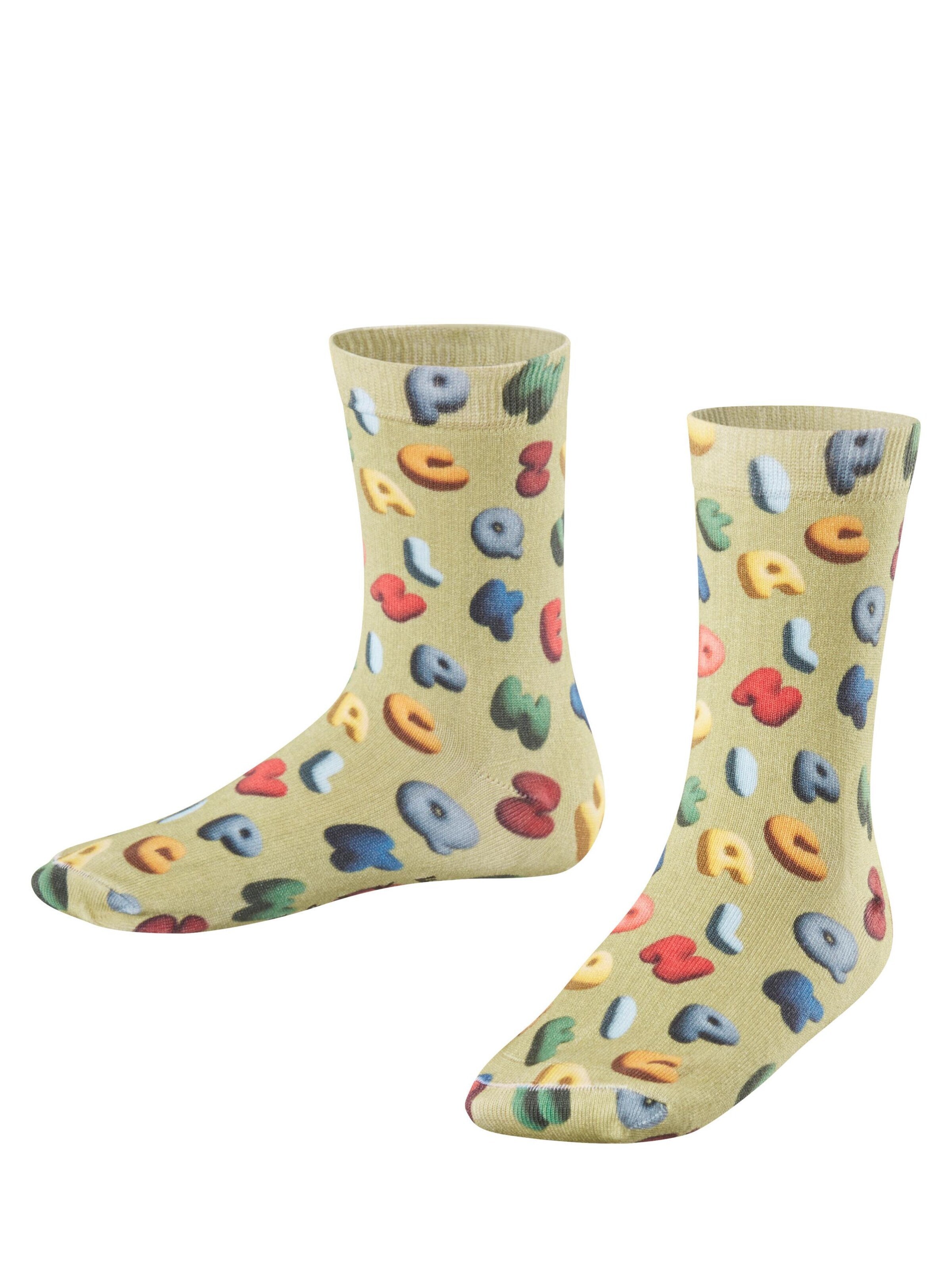 FALKE Socks 'Colourful Alphabet Print' in Green: front