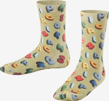 FALKE Socks 'Colourful Alphabet Print' in Green: front