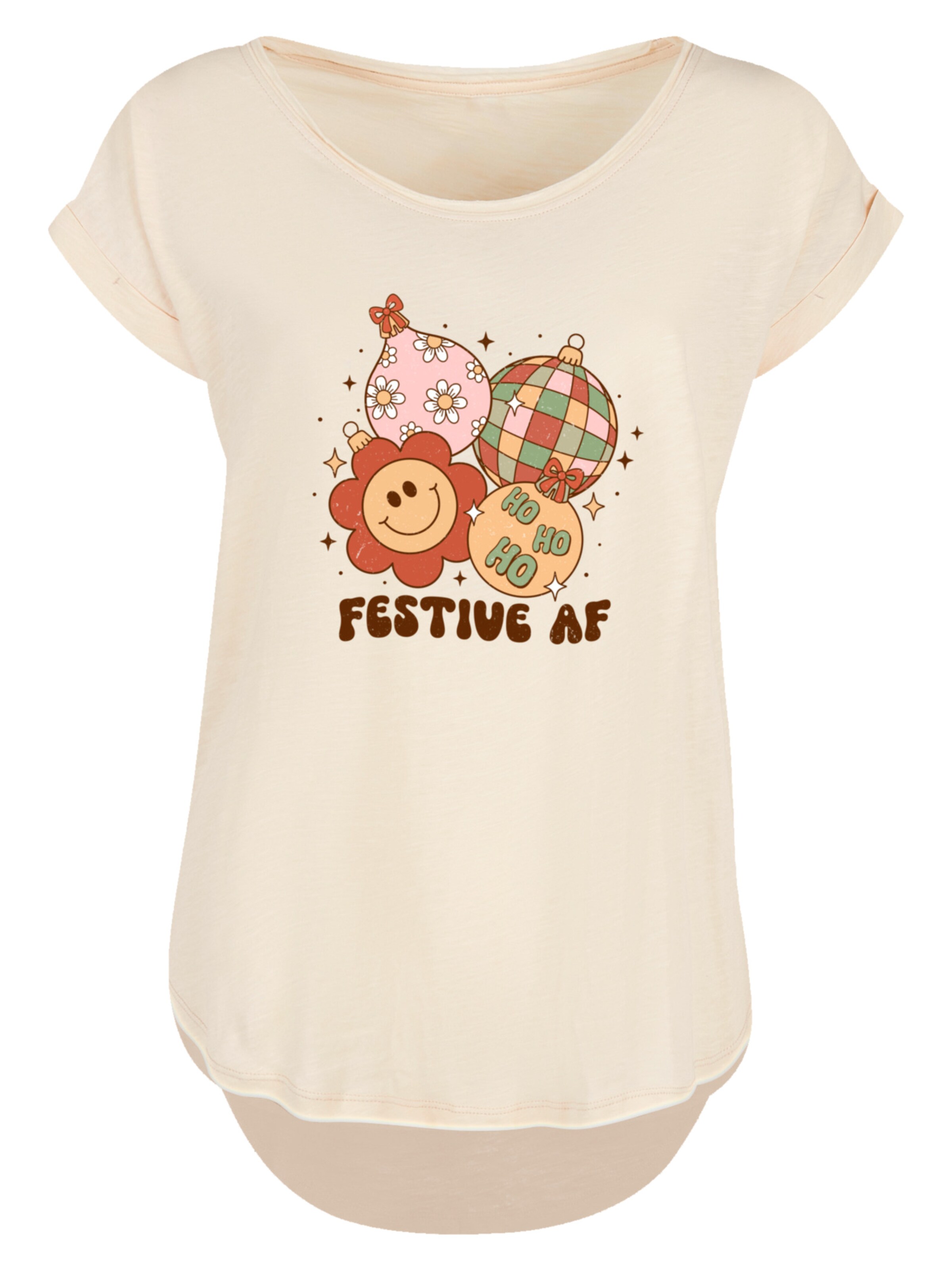 F4NT4STIC T-Shirt 'Festive AF ' in Beige: Vorderseite