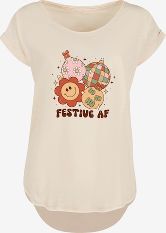 T-shirt 'Festive AF ' F4NT4STIC en beige : devant
