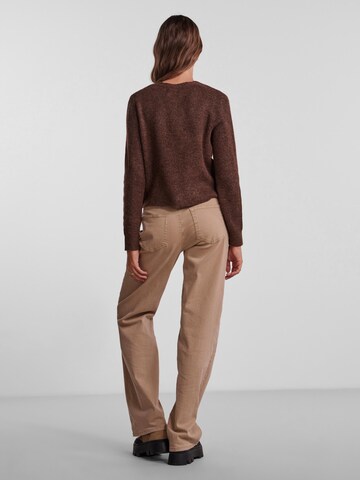 PIECES Knit Cardigan 'Ellen' in Brown