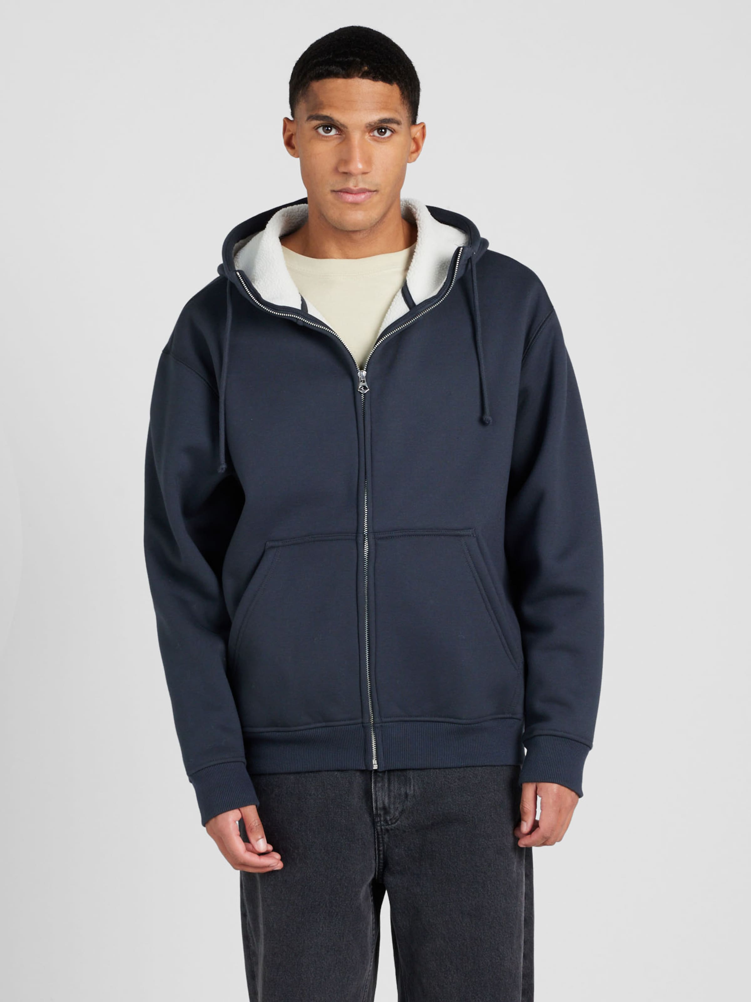 WEEKDAY Zip Up Hoodie Hassan in Graphite ABOUT YOU
