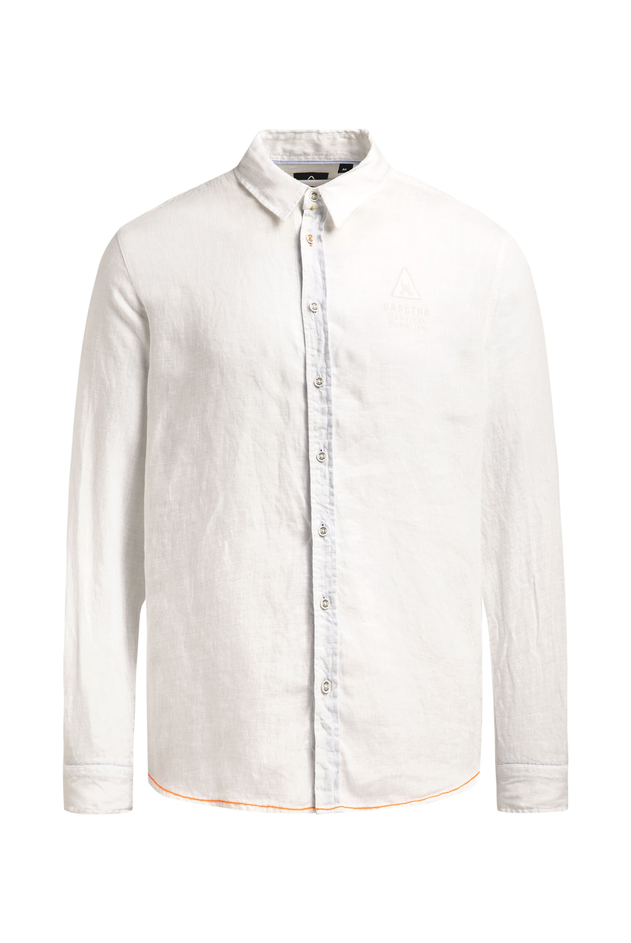 Gaastra Regular Fit Leinenhemd Langarm mit Logo-Stickerei in Weiß: Vorderseite
