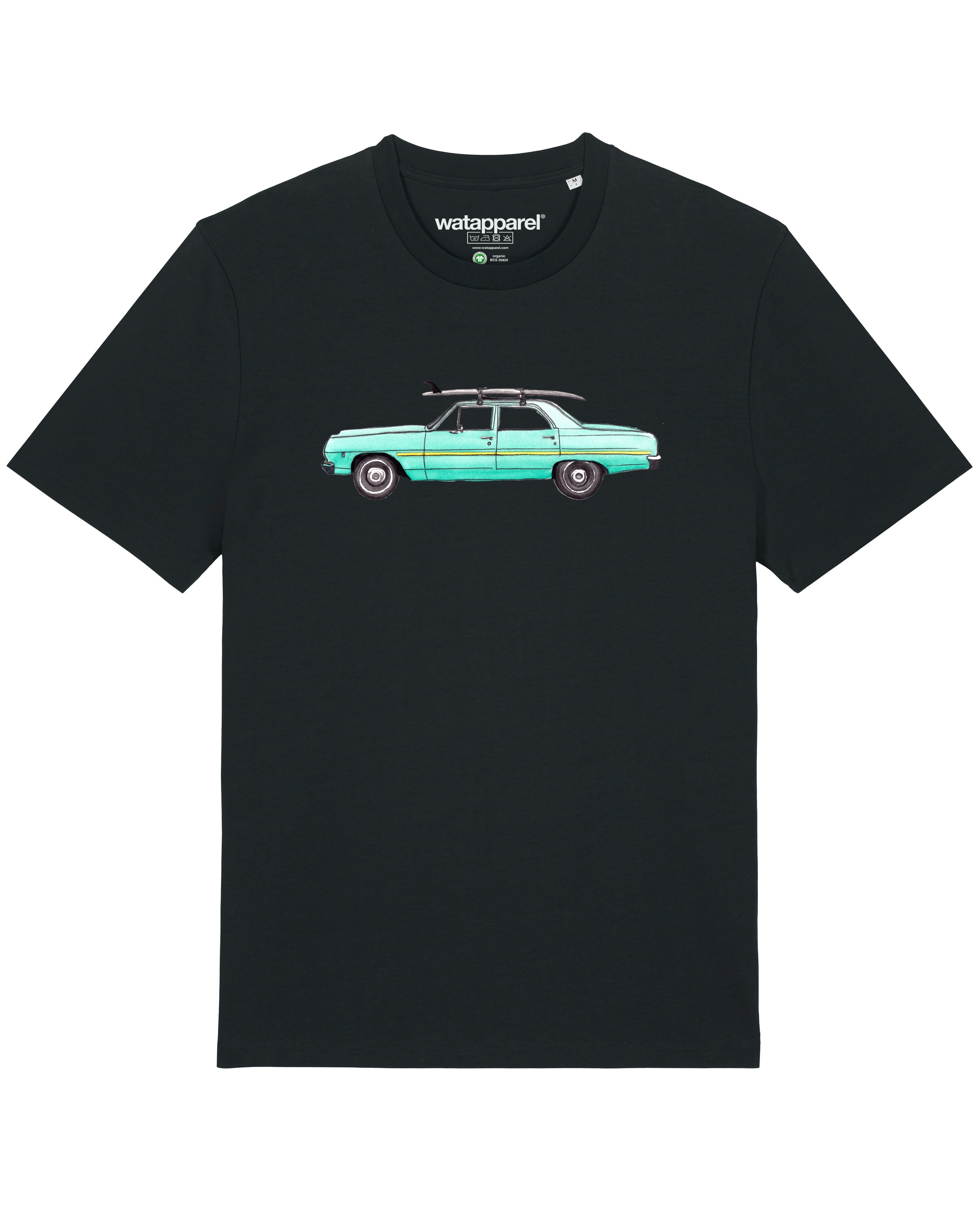 Maglietta 'Surf Car' di Watapparel in nero: frontale