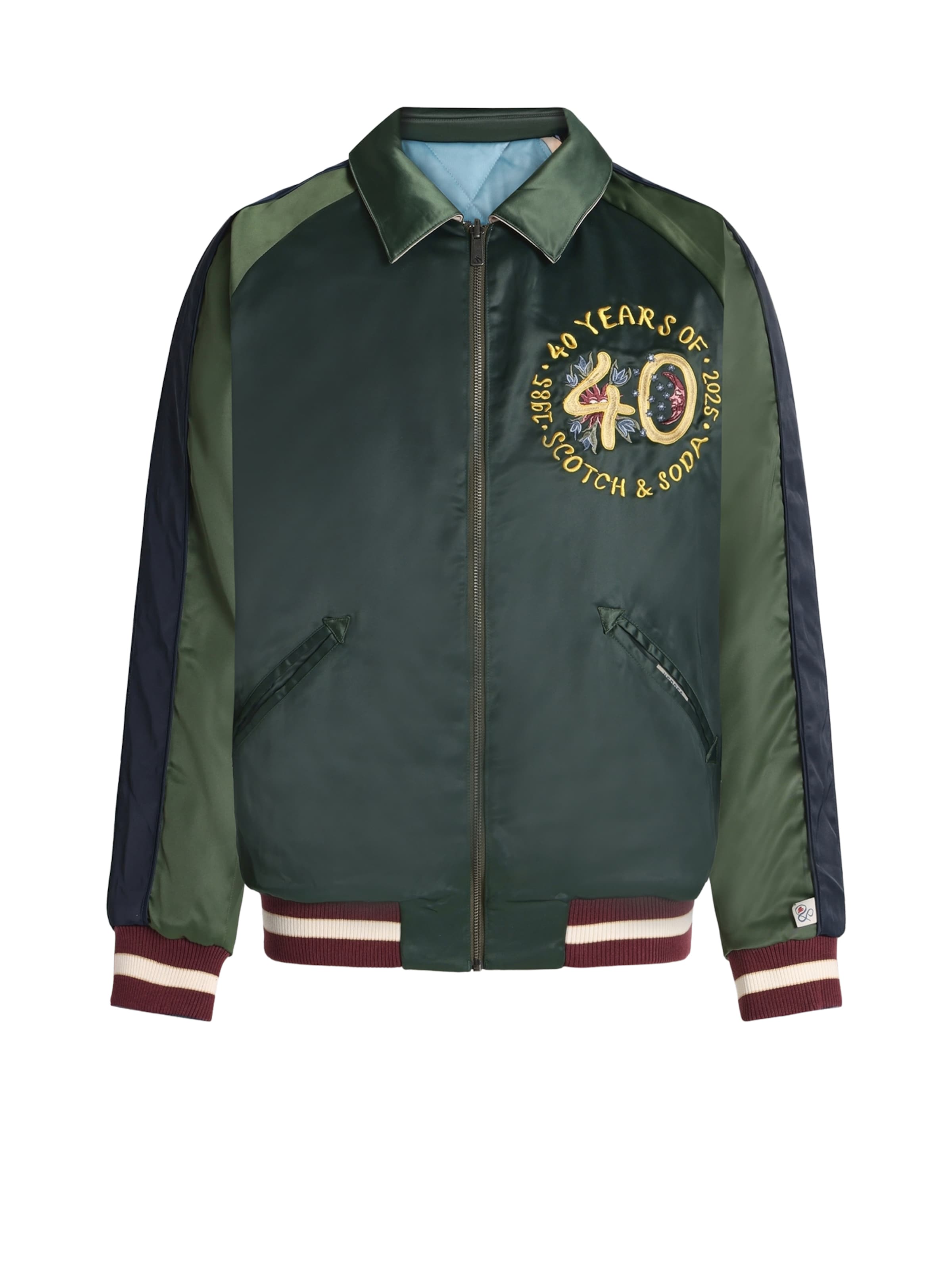 Geacă de primăvară-toamnă 'The 40th annive' de la SCOTCH & SODA pe verde: față