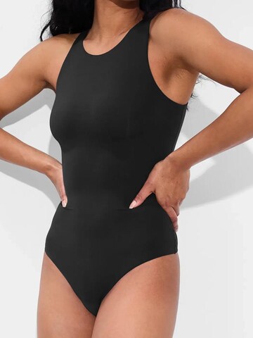 cfab by creamy fabrics Shapingbody 'Crew Neck Bodysuit String' in Zwart